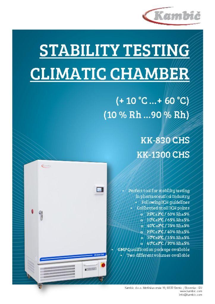 Technical Data Sheet STABILITY TESTING CLIMATIC CHAMBER 2018 Kambi D 